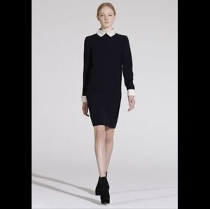 Victoria Beckham Wonderland Black White Contrast Rabbit Collar Dress M